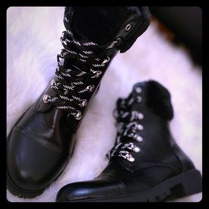 Forever 21 Faux Fur-Trim Combat Boot